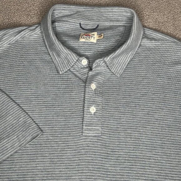 Faherty Polo Shirt Mens 2XL Movement Micro Stripe Modal Blend Stretch Soft - Picture 3 of 11